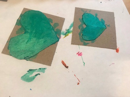 Handmade Valentine's Day Cards - two finished green heart cards