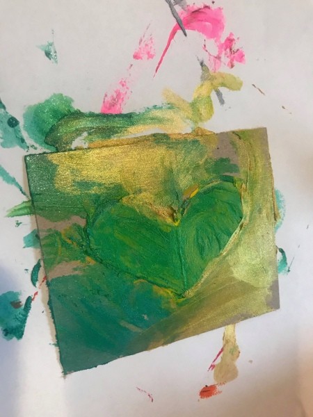 Handmade Valentine's Day Cards - green heart card with green and yellow background created with a marker