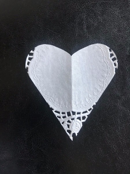 Transform any Vase into a One with a Valentine's Theme - doily cut into a heart shape