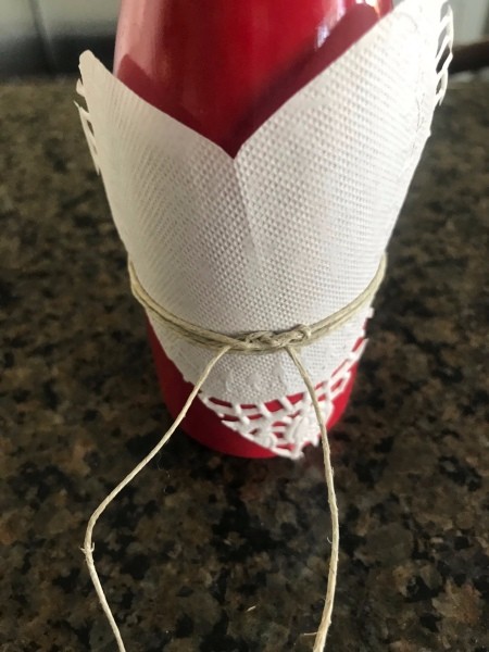Transform any Vase into a One with a Valentine's Theme - place heart around vase and wrap with twine, tie