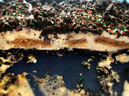 slice of cookie ice cream cake