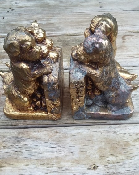 Cleaning Brass - dog bookends