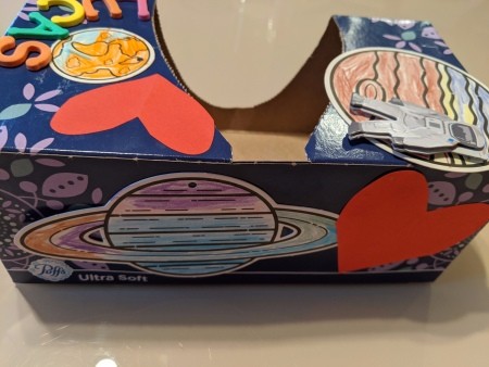 Space Valentine Box - back and top of the box