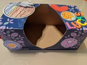 Space Valentine Box - finished Valentine's Day card box