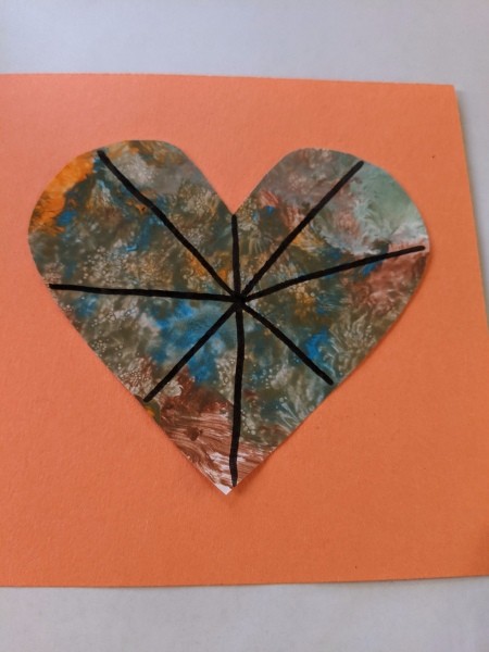 Valentine's Day Spider Card - beginning to draw web