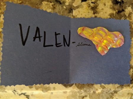 Happy Valen-Slime Cards - inside of card with the slime blob in place