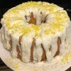 A butter lemon pound cake with icing.