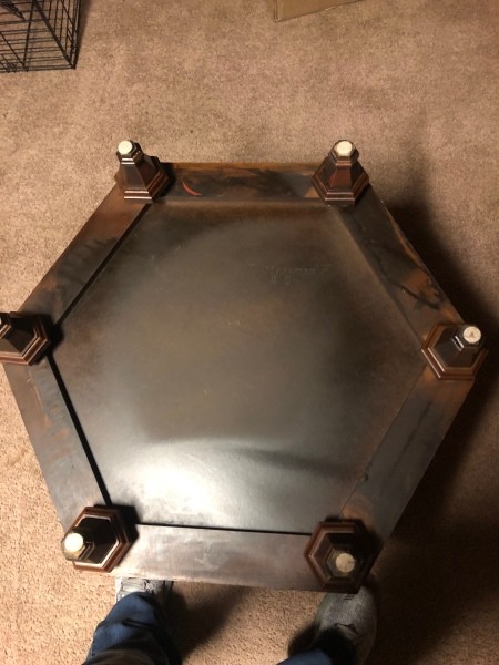 The bottom of a hexagonal table.