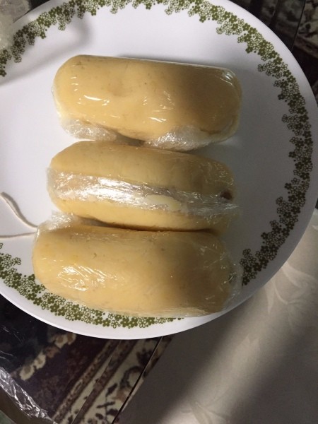 saran wrapped rolled mung bean