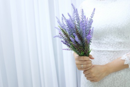 A wedding bouquet of lavender.