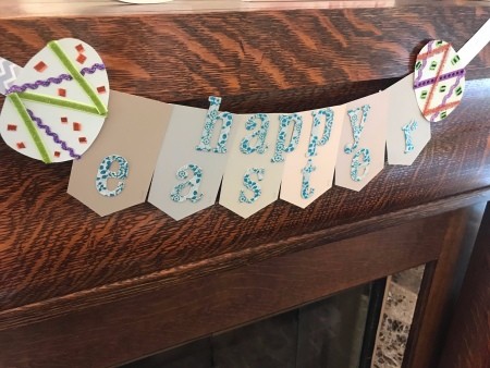 Happy Easter Banner - glue the eggs in place at the ends and add lengths of ribbon for hanging, oblique view