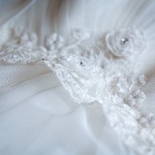 An embellished wedding gown.