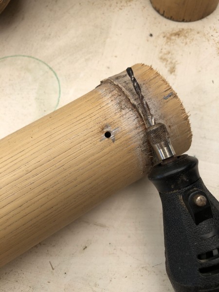 Bamboo & Coconut Shell Planters - drill a hole at the mark