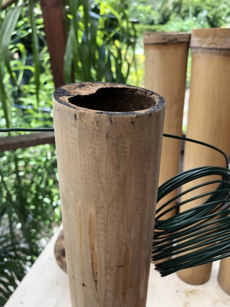 Bamboo & Coconut Shell Planters - mark and drill the other side