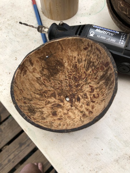Bamboo & Coconut Shell Planters - drill a drainage hole in the bottom