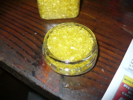 Decorative Fabric Covered Glass Canisters - lid filled with the craft rocks