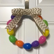 Plastic Easter Egg Wreath - hanging on the door