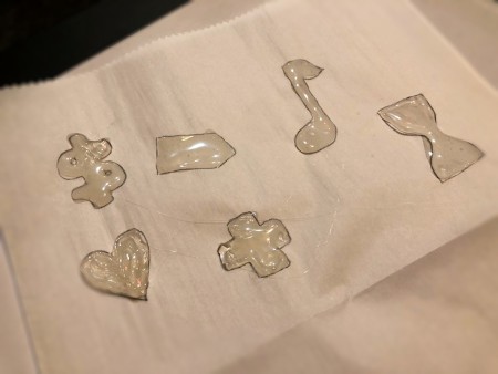 Making Custom Push Pins - fill the outlines with hot glue