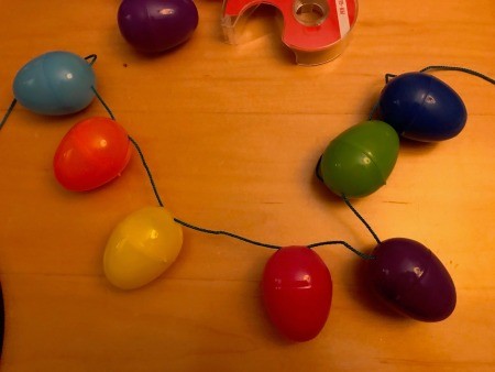 Making a Plastic Egg Garland - adding more eggs