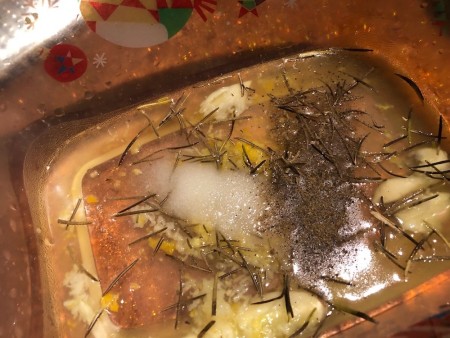 mixing marinade sauce in pan