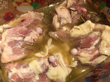 Chicken added to marinade