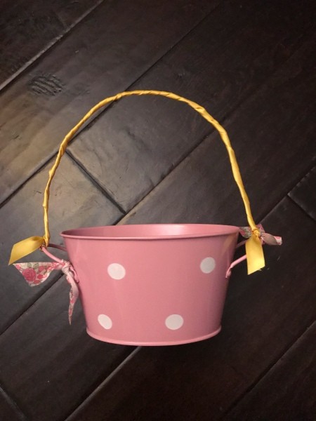 Tin Tub Easter Basket - wrap wire with ribbon