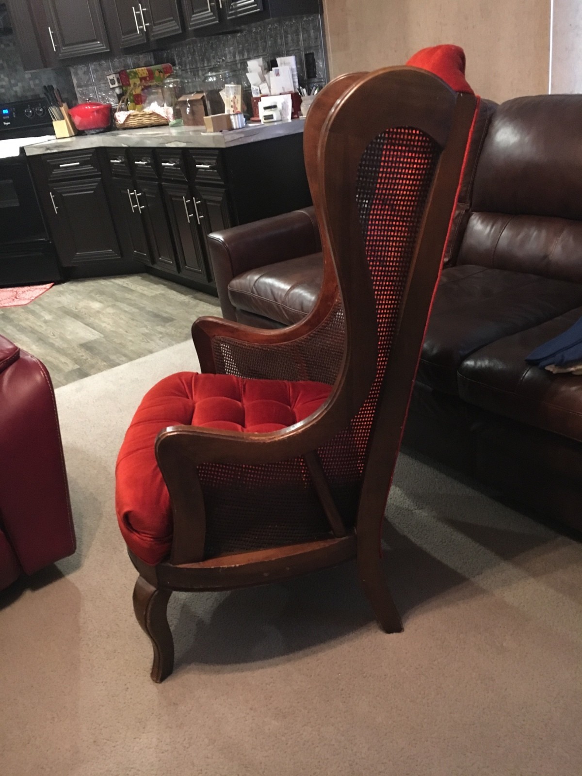 Identifying an Old Upholstered Wingback Chair with Cane Sides? ThriftyFun