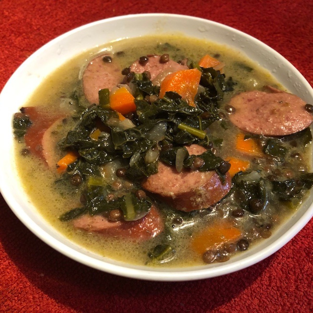 Making Kale and Sausage Lentil Soup ThriftyFun