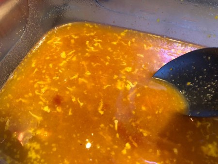 Spicy Orange Garlic marinade in pan