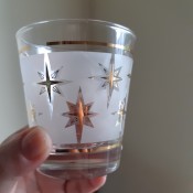Identifying Vintage Drinking Glasses - drinking glass with a white band and gold stars
