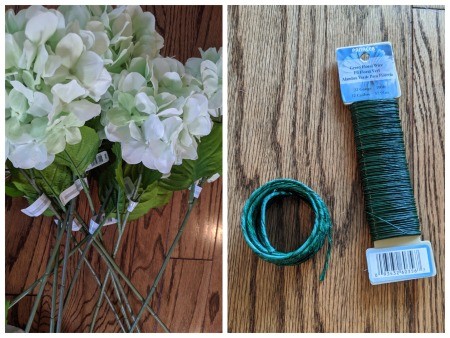 Making a Hydrangea Door Wreath - supplies