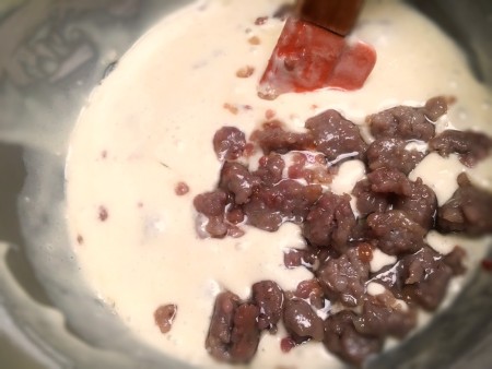 adding sausage to maple batter Waffles