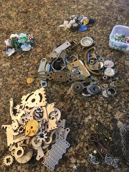 Mixed Media Journal - gather and sort the embellishments