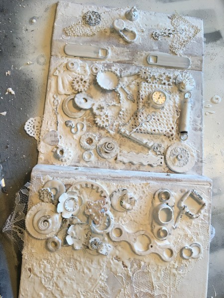 Mixed Media Journal - glue other embellishments on to the journal, allow to dry