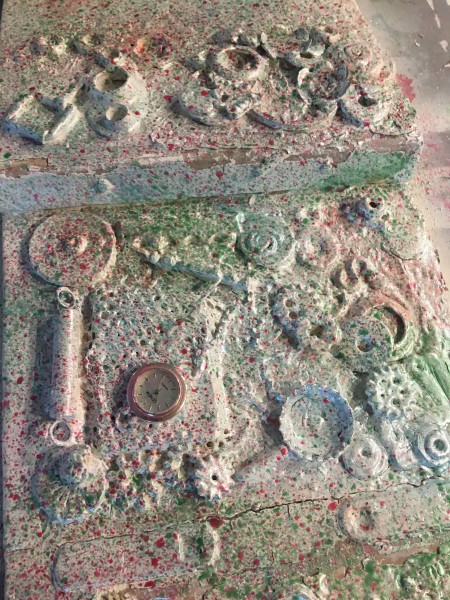 Mixed Media Journal - closeup of journal with multiple colors sprayed on