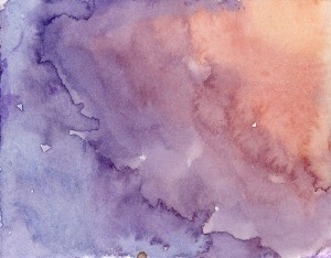 A watercolor wash of purple and peach.