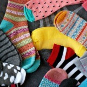 A pile of multicolored socks.