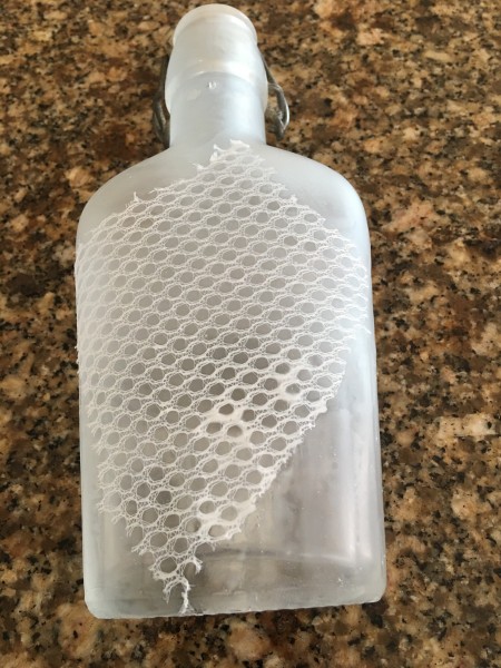 Steampunk Bottle - gluing on scraps of fabric