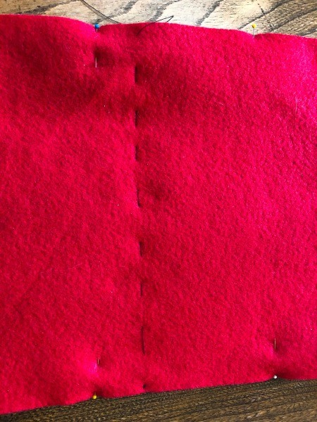 Child's Felt Book - basting stitches along the center