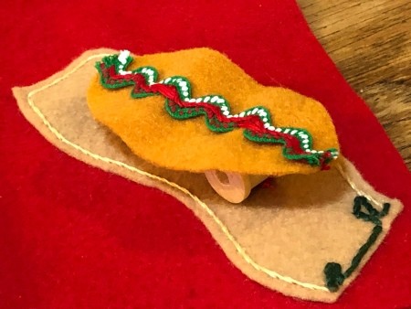 Child's Felt Book - side view with the spool wheel showing