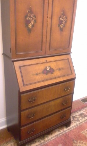 Value of an Antique Secretary Style Desk - medium hue wooden secretary desk with hutch