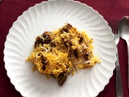 Eggplant Layered Rice on plate