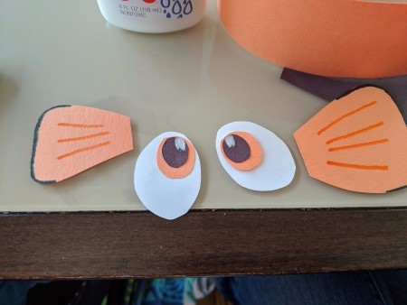 Nemo Inspired Paper Hat - fins and assembled eyes