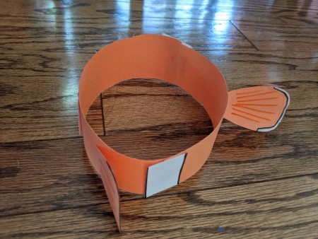 Nemo Inspired Paper Hat - back view with white stripe showing