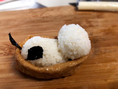 Making Animal Shaped Sushi - repeat for the dog, use seaweed to add a tail and spots