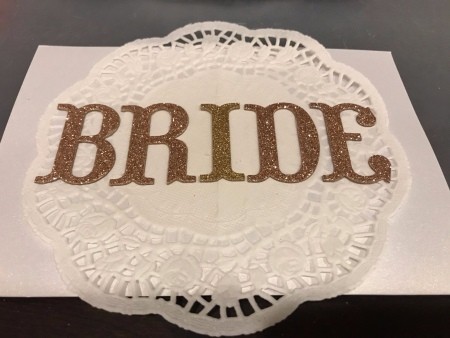 Bride and Groom Wedding Chair Signs - letters for bride laid out