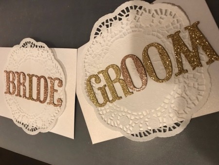 Bride and Groom Wedding Chair Signs - glue in place