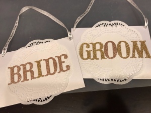 Bride and Groom Wedding Chair Signs - ready to hang