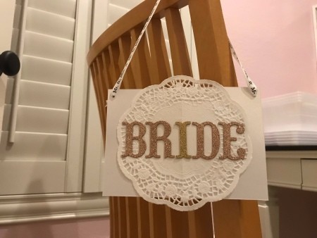 Bride and Groom Wedding Chair Signs - bride sign on a chair