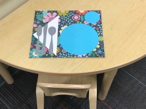 Play Placemats and Stovetop - closeup of the blue placemat